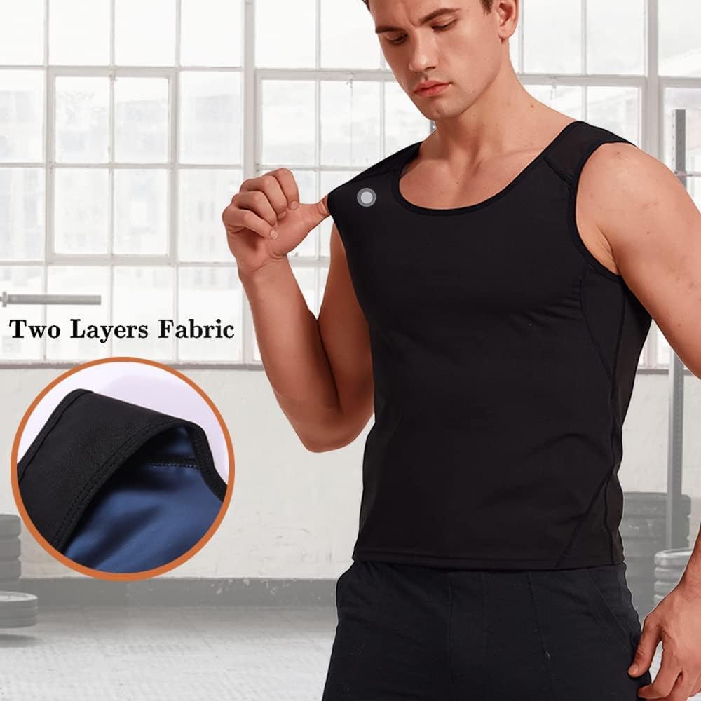 Alvago – Chaleco sauna para hombre, chaleco de polímero, trampa térmica, prenda sauna, camiseta de entrenamiento sin mangas, tipo pulóver, faja modeladora de cintura