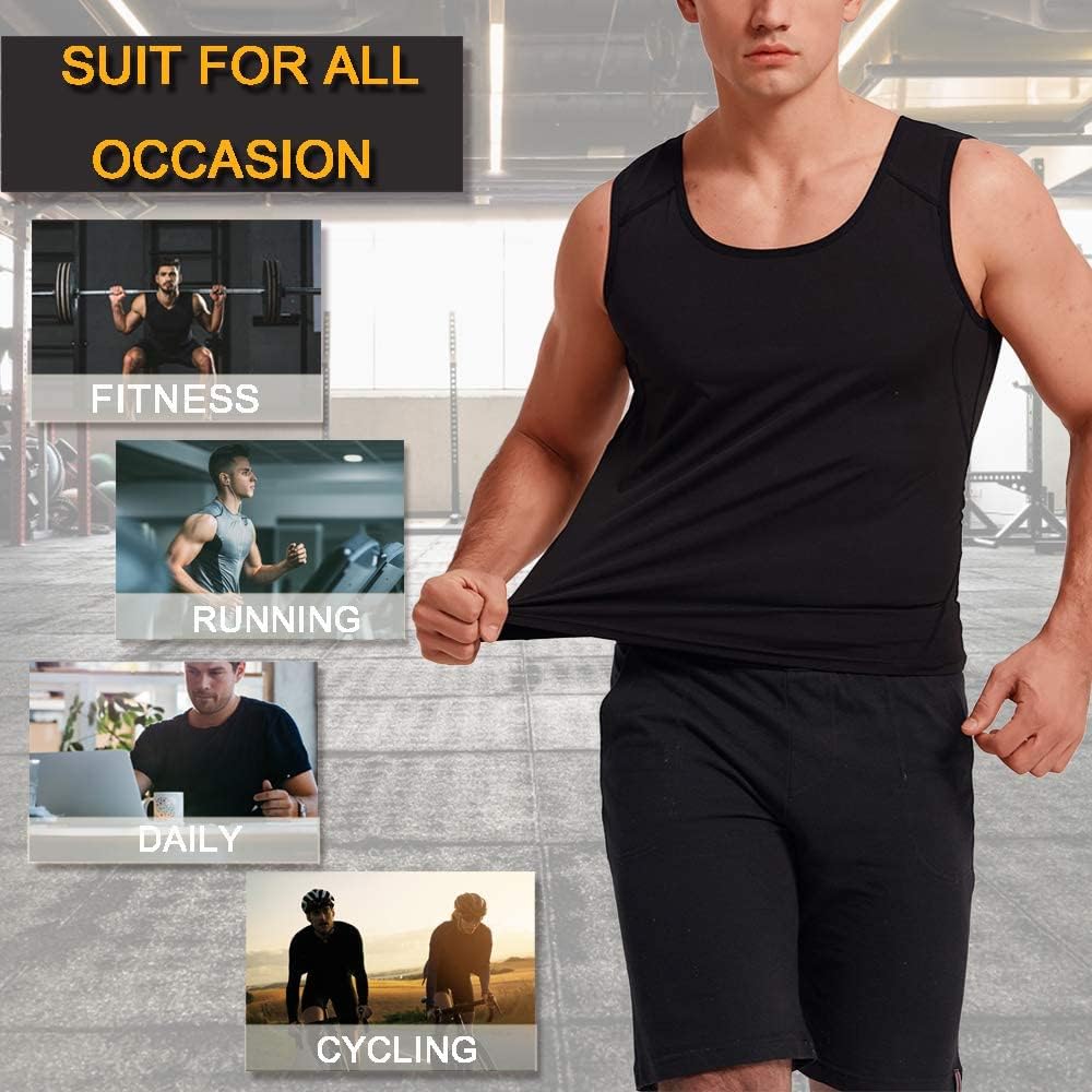 Alvago – Chaleco sauna para hombre, chaleco de polímero, trampa térmica, prenda sauna, camiseta de entrenamiento sin mangas, tipo pulóver, faja modeladora de cintura