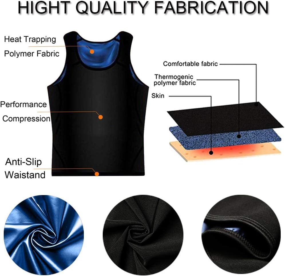 Alvago – Chaleco sauna para hombre, chaleco de polímero, trampa térmica, prenda sauna, camiseta de entrenamiento sin mangas, tipo pulóver, faja modeladora de cintura