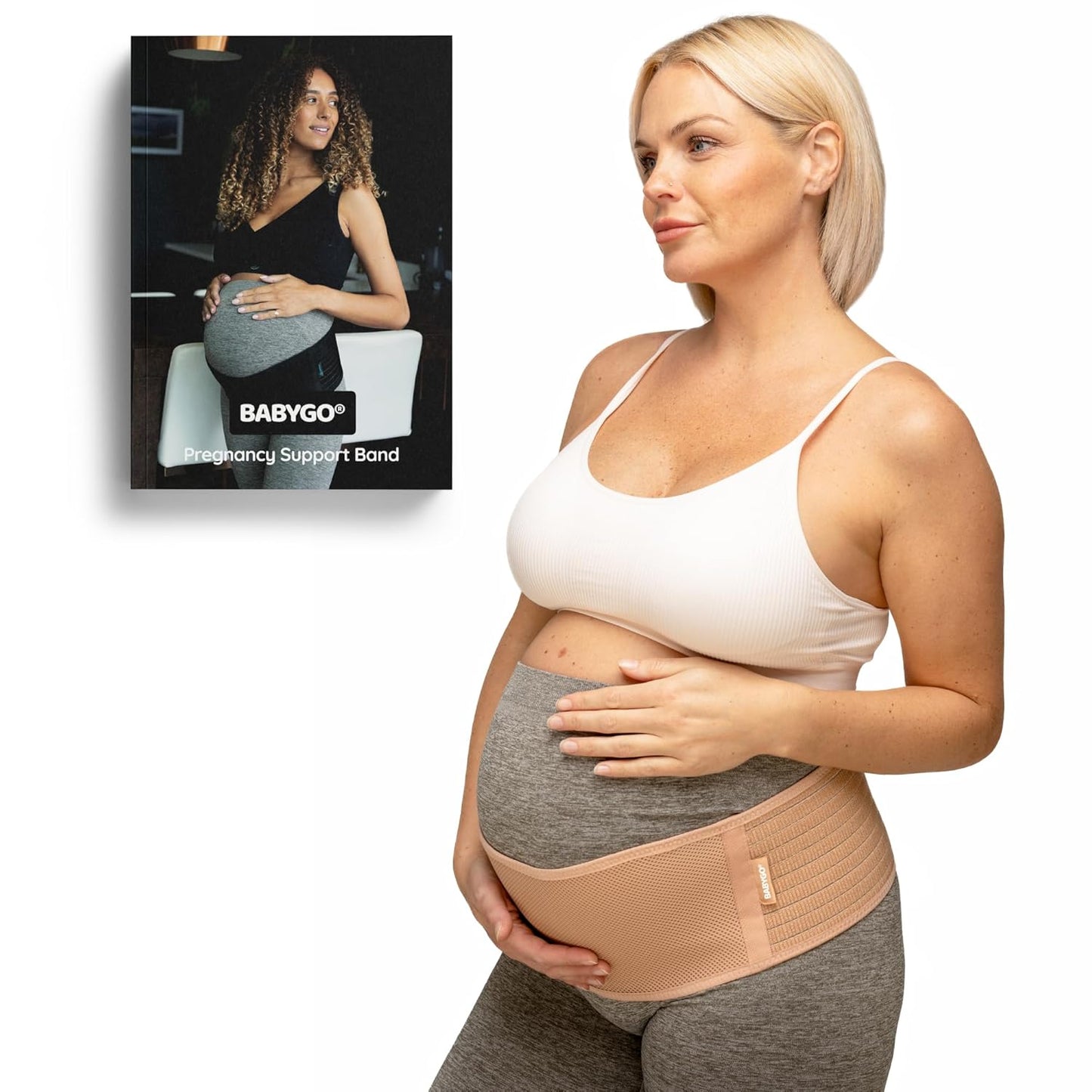 BABYGO® 2 en 1 – Faja de soporte para embarazo con cinturón pélvico | Para futuras mamás | Alivio del dolor de espalda y caderas | Incluye libro de 50 páginas
