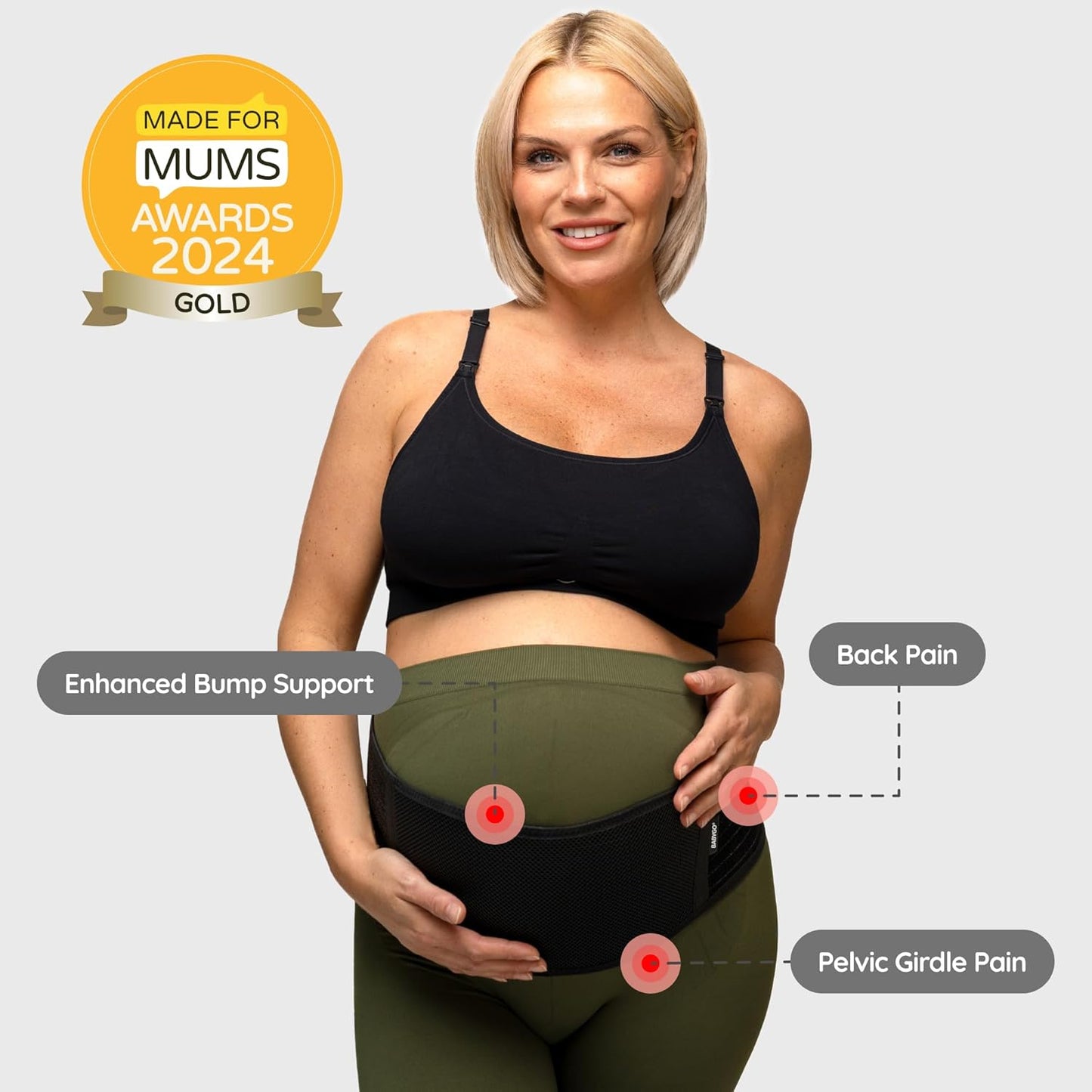 BABYGO® 2 en 1 – Faja de soporte para embarazo con cinturón pélvico | Para futuras mamás | Alivio del dolor de espalda y caderas | Incluye libro de 50 páginas