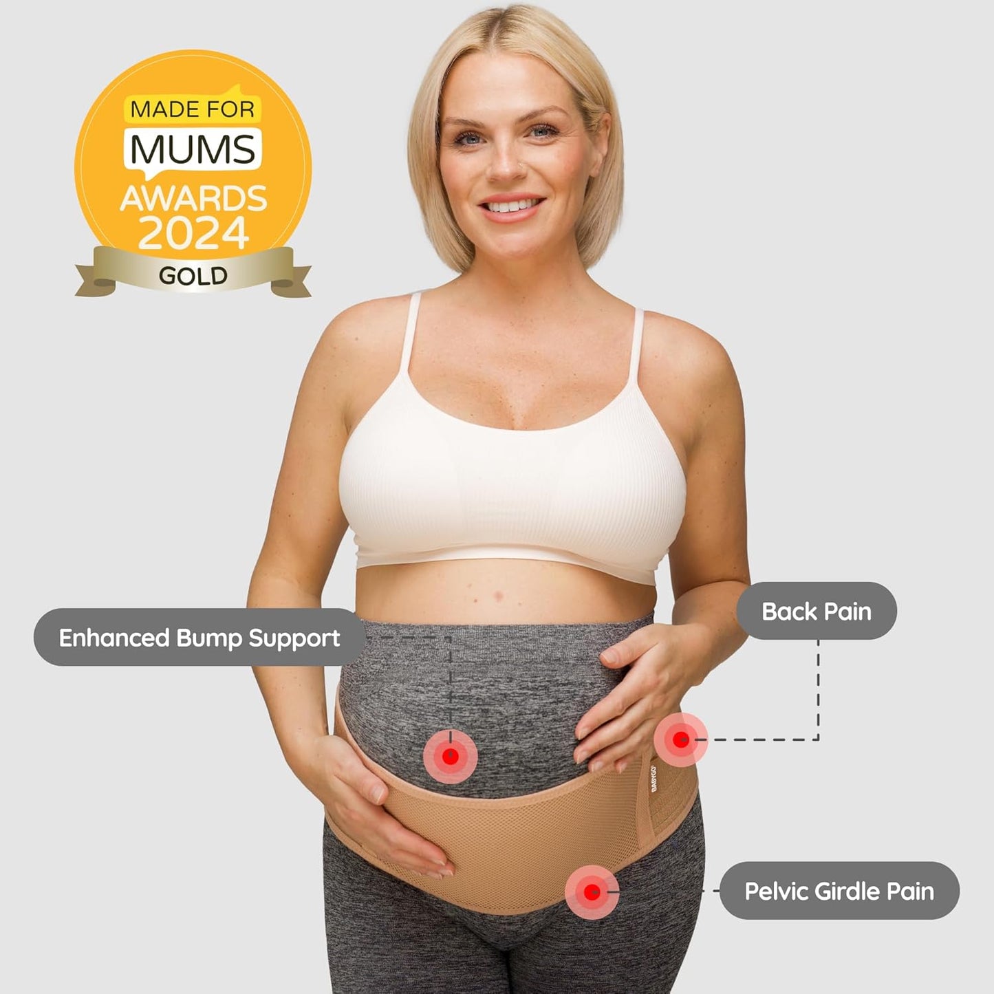 BABYGO® 2 en 1 – Faja de soporte para embarazo con cinturón pélvico | Para futuras mamás | Alivio del dolor de espalda y caderas | Incluye libro de 50 páginas