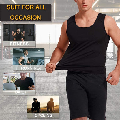 Alvago – Chaleco sauna para hombre, chaleco de polímero, trampa térmica, prenda sauna, camiseta de entrenamiento sin mangas, tipo pulóver, faja modeladora de cintura
