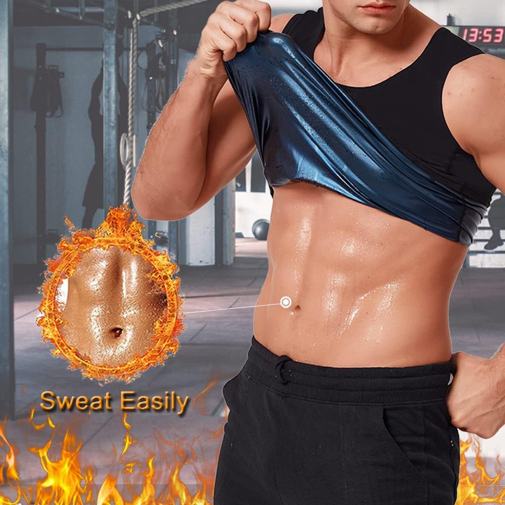 Alvago – Chaleco sauna para hombre, chaleco de polímero, trampa térmica, prenda sauna, camiseta de entrenamiento sin mangas, tipo pulóver, faja modeladora de cintura