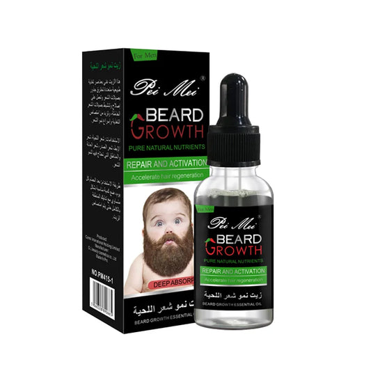 Potenciador profesional del crecimiento de la barba para hombres – Aceite esencial para barba, nutrición facial, crecimiento de bigote, kit fortalecedor